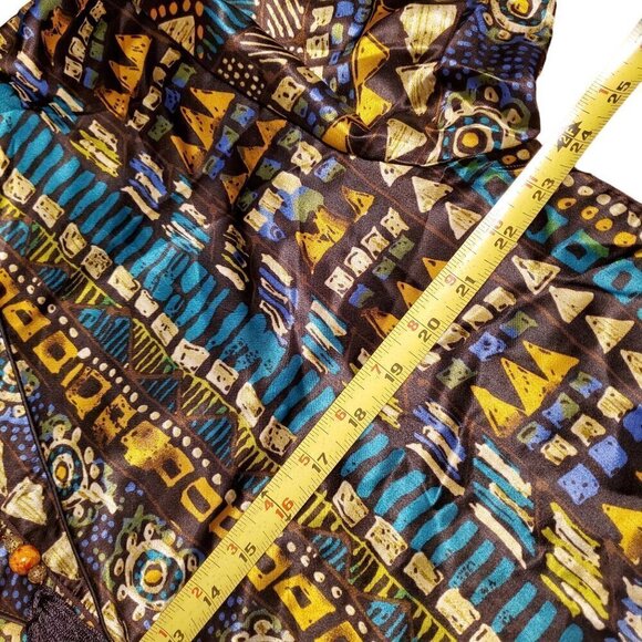 Winlar Womens Geometric Full Length‎ V-Neck Dress Size M/L 100% Polyester - Picture 5 of 8